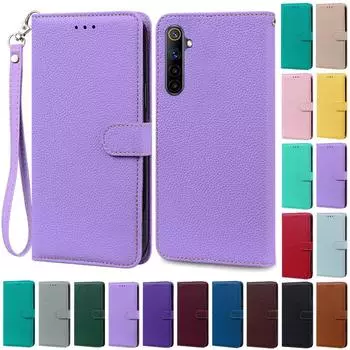 For Realme 6 6S Case Silicone Cover Leather Flip Wallet Case For Realme 6 Pro Case For Realme6 Realme 6 Pro 6S 6i Phone Cover For Realme 6 бежевый