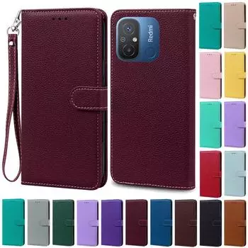 For Redmi 12C Case Soft Silicone Leather Wallet Flip Case For Xiaomi Redmi 12C Case Phone Cover Redmi12C Redmi 12 C Fundas Coque For Redmi 12C темно-синий