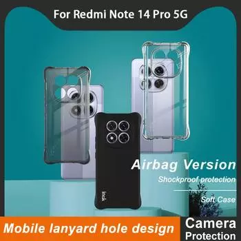 Для Redmi Note 14 Pro Pro+ Plus 5G чехол для телефона IMAK ударопрочный мягкий чехол Redmi Note 14 5G чёрный