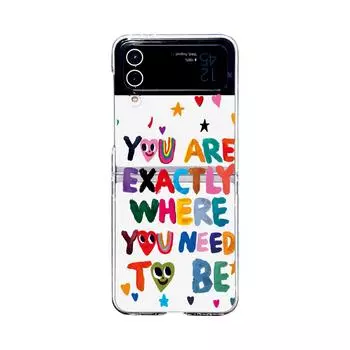 For Samsung Galaxy Z Flip 4 3 Case Cute Graffiti English Pattern Painted Transparent Folding Shockproof Pc Hard Case Accessories For Galaxy Z Flip 3