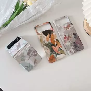 For Samsung Galaxy Z Flip 4 Case 3 Leaf Oil Painting Folding Cases For Samsung Z Flip 3 5g Zflip4 Shockproof Hard Back Cover Galaxy Z Flip 3