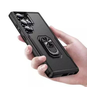 for Samsung S25 S24 Black Phone Case for Samsung Galaxy S25 Ultra S23 Plus S22 S21 S24 FE 5G Hard Protective Stand Cover for Galaxy S25 чёрный