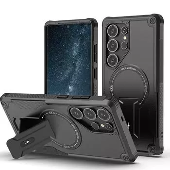 for Samsung S25 S24 Ultra Built-in Kickstand Phone Case for Samsung Galaxy S25 Ultra S24 Plus Shockproof Accesssories for Galaxy S25 чёрный