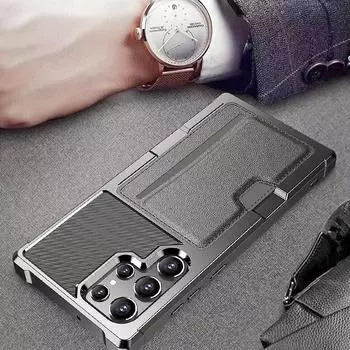 For Samsung S25 Ultra Anti-Fall Card Pocket Case for Samsung Galaxy S25 Ultra S21 S22 S23 FE S24 Plus Drop Protective Bag for Galaxy S25 чёрный