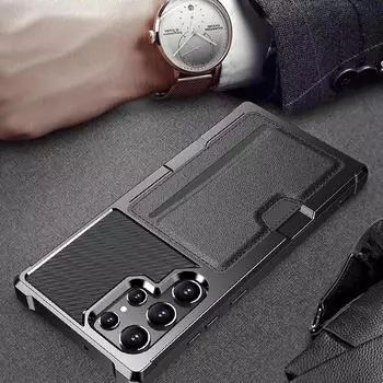 For Samsung S25 Ultra Card Slot Protective Case for Samsung Galaxy S25 Ultra S23 S22 S21 FE S24 Plus Shockproof Cover for Galaxy S25 чёрный