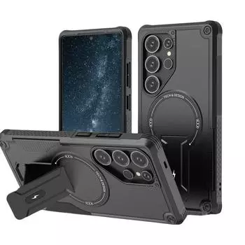 for Samsung S25 Ultra Shockproof Cell Phone Funda Case for Samsung Galaxy S25 Ultra S24 Plus 5G Kickstand Armor Cover for Galaxy S25 чёрный