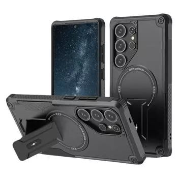 for Samsung S25 Ultra Shockproof Fall Protective Case for Samsung Galaxy S25 Ultra S24 Plus 5G Dual Layer Stand Cover for Galaxy S25 чёрный