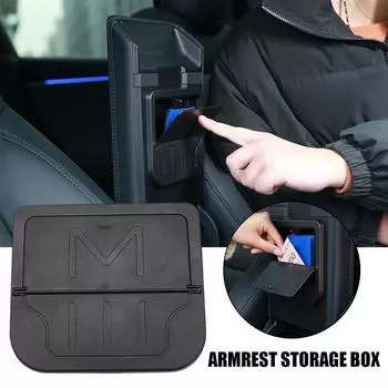 For Tesla Highland 2024 Armrest Hidden Storage Box Privacy Center Console Organizer Tray Card Holder Car Accessories чёрный
