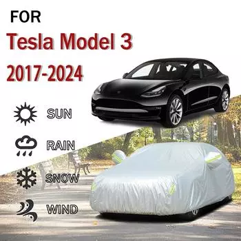 For Tesla Model 3 2017-2024 Outdoor Protection Full 190T Car Covers Snow Cover Sunshade Dustproof Cover Car Exterior Accessories 4.8x1.9x1.5M серый