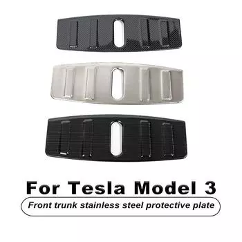 For Tesla Model 3 Automotive Interior Accessories Front Trunk Stainless Steel Protective Plate Engine Decoration Patch чёрный