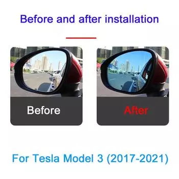 For Tesla Model 3 Mirror Window Anti Dazzle Car Rearview Mirror Protective Waterproof Rainproof Anti Fog HD Blue Light Lens