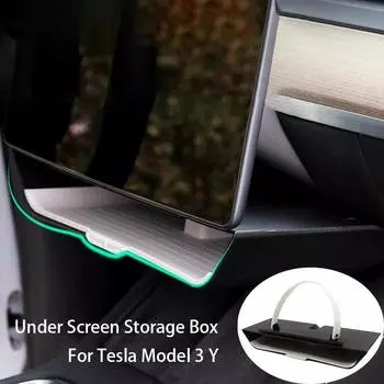 For Tesla Model 3 Y Accessories Center Console Organizer with under screen storage box Anti-Slip Liner Behind Screen Storage серый