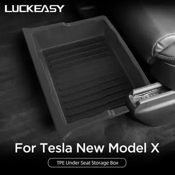 For Tesla Model X Under Seat Storage Box Car Interior Accessories Drawer Type Storage Organizer Lower Box Case 2025-2025