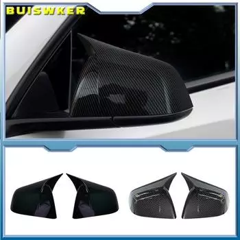 For Tesla Model Y 2019-2025 Car Rearview Side Mirror Cover Sticker Wing Cap Exterior Door Rear View Case Trim Carbon Fiber