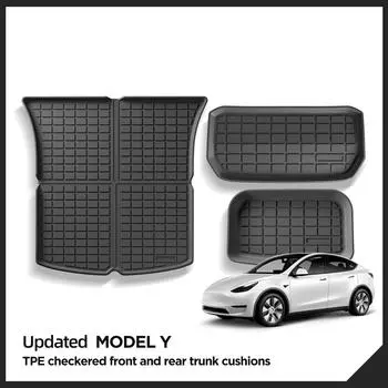 for Tesla Model Y 2025 Rear Trunk Mat Front And Rear Mats Cargo Liner Pad Protective Car Interior Accessories Black