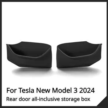 For Tesla New Model 3 Highland 2024 Rear Door Side Storage Box Door Handle Armrest Tray Organizer Door Side Water Proof Storage чёрный