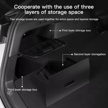 For Tesla Rear 2025 Model Y Trunk Organizer Side Storage Box Magnetic Waterproof Storage Bin Model Y Accessories