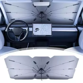 For Tesla Y Highland 2024 Car Sunshade Umbrella Accessories Car Insulation Parasol Front Front Foldable Sunscreen H W1Z4