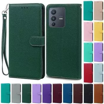 For Vivo V23 Case Vivo V23 5G Wallet Leather Flip Case For Vivo V2130 Cover Phone Case For Vivo V23 V 23 2130 Bumper Coque Funda For Vivo V23 5G вино красного
