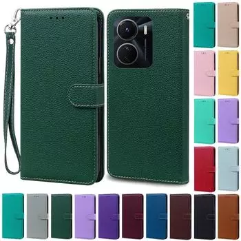 For Vivo Y16 Case VivoY16 Covers TPU Black Silicone Wallet Cover for Vivo Y16 V2204 V2214 Case Y 16 4G Shockproof Flip Cover For Vivo Y16 розовый