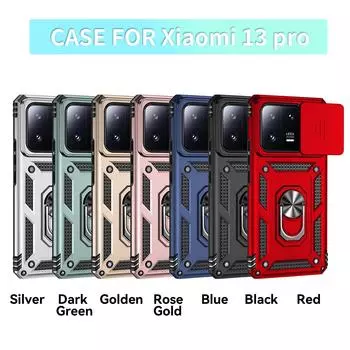 Для Xiaomi 13 Pro бронированный чехол для телефона с защитой объектива камеры, металлическое кольцо, подставка, противоударный чехол Xiaomi 13 Pro розового золота