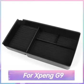 For Xpeng G9 Car Armrest Storage Box Center Console Organizer Container Coin Tray Glasses Storage ABS Rubber Pad Accessories