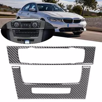 ForBMW 3 Series Carbon Fiber Decorative Sticker For Center Console Air Conditioner CD Panel Cover Trim Accessories Car Styl S1Z2