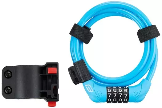 FORCE Bicycle Mini Dial Lock with 8mm Wire Diameter x 90cm 80013 Bracket, Blue, Length, синий