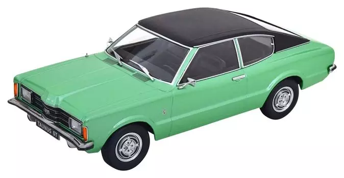 Ford Taunus GT Coupe 1971 в масштабе KK, готовый продукт зеленого цвета, 1/18, металлик/черный