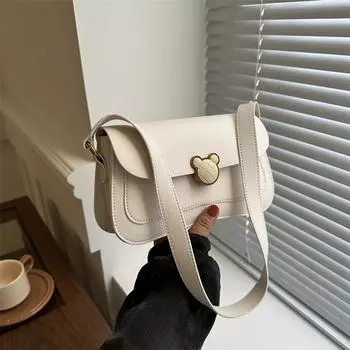 Повседневная маленькая квадратная сумка через плечо в иностранном стиле, простая модная сумка, женская сумка, весна 2024, новый тренд, модная сумка-мессенджер белый