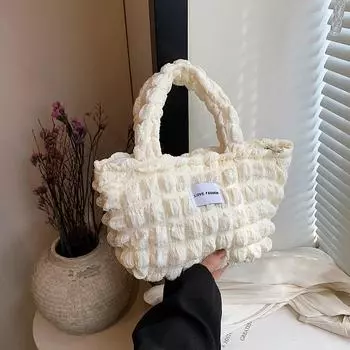 Простая и модная плиссированная сумка через плечо в иностранном стиле, женская весенне-летняя универсальная повседневная сумка, сумка под мышкой, сумка-тоут белый