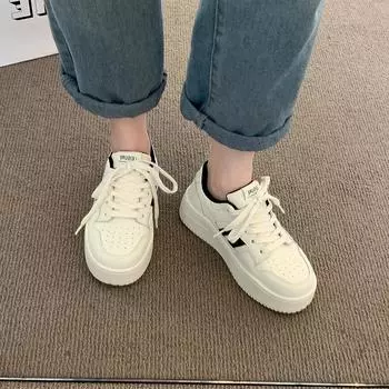 Foreign Trade 2024 New Korean Edition Student Little White Shoes Thick-soled Non-slip Round Head Casual Fashion Versatile Low-top Board Shoes Women 35