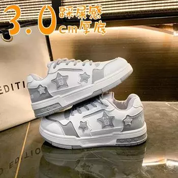 Foreign trade 2024 new round head lace-up women s shoes low-top lightweight sports shoes outdoor travel leisure shoes trendy shoes 35 серый