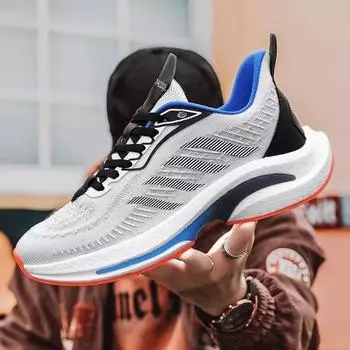 Foreign trade 2024 spring new men s shoes fashion men s sports casual shoes flying woven mesh student running shoes 39 белый