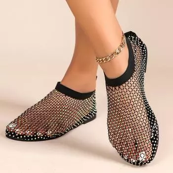 Foreign Trade 2024 Summer Solid Color Round Head Mesh Low Heel Sleeve Casual Roman Style Thick-soled Women s Large Size Sandals 36 хаки