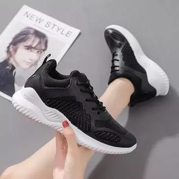 Foreign Trade Autumn New Footwear Women s Sports Running Shoes Casual Versatile Fly Woven Shoe Upper Sports Sneakers Women 40 чёрный