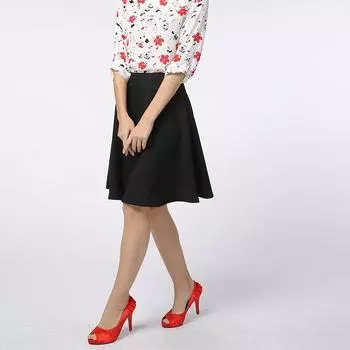 Foreign Trade European and American-Style Mid-Length Women Summer Dress Black Skirt XL