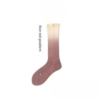 Foreign Trade Export Korean Gradient Sports Pressure Fitness Compression Skinny Leg Pressure Decreasing Running Yoga Calf Socks Rice red gradient