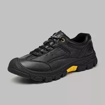 Foreign trade first layer cowhide men s shoes genuine leather autumn and winter outdoor hiking shoes men s casual hiking shoes travel shoes 38 чёрный