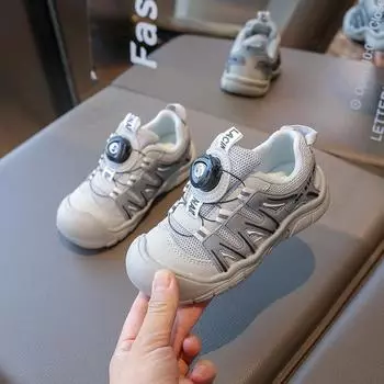 Foreign trade Korean version of children s sports shoes 2024 summer new boys outdoor hiking shoes rotating button running shoes 23 разноцветный