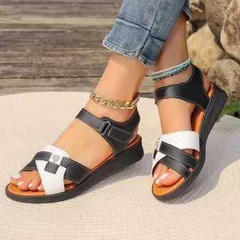 Foreign trade large size 2024 summer new elegant fashion platform casual shoes non-slip comfortable flat sandals women 36 красный