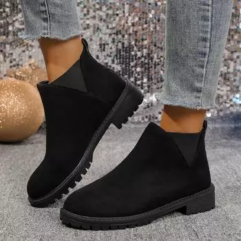 Foreign trade large size 2025 autumn and winter new low tube simple thick heel round head European and American style fashion women s Martin boots 36