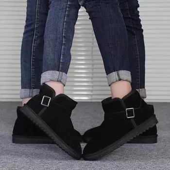 Foreign trade large size 47 snow boots men s shoes winter new fashion waterproof non-slip velvet shoes warm 2025 cotton shoes 35 чёрный