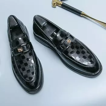 Foreign trade large size business casual leather shoes men s size 45 one-pedal lazy shoes thick-soled youth flat-soled driving shoes men s shoes 38