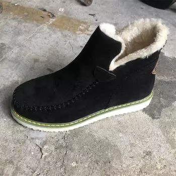 Foreign trade large size flat-bottomed women s short boots 2025 winter new women s thick-soled cotton boots velvet warm snow boots 35 чёрный