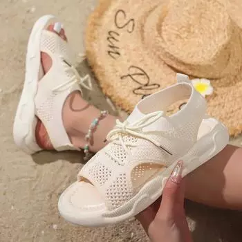 Foreign trade large size flat-soled sandals for women 2025 spring new casual fashion outer wear soft-soled Roman sandals for women 35
