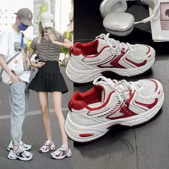 Foreign trade large size Korean version of the new dad shoes for women s 2024 autumn students running sports thick sole height increase casual street 36 красный
