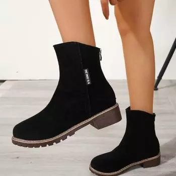 Foreign trade large size Martin boots women s 2025 new autumn and spring British style round head locomotive short tube lace-up short boots children 35 чёрный