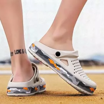 Foreign trade large size spring and summer sandals fashion men s casual shoes trend hole shoes outdoor beach slippers one shoe dual purpose 40