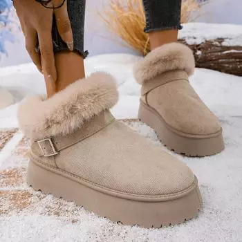 Foreign trade large size warm foot snow boots 2024 winter explosion suede velvet warm short snow boots women 36 чёрный